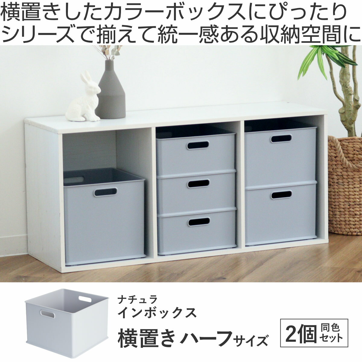 カラーボックス 横置き インナーボックス 収納 ハーフ 2個セット ナチュラ インボ...
