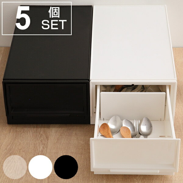 収納ケース ナチュラ クリアモジュール スリムS 幅18.8×奥行35.5×高さ12.6cm 同色5個セット （ 収納 収納ボックス 引き出し プラスチック 仕切り 小物 BOX クリア 白 黒 スタッキング 5個 ）【39ショップ】