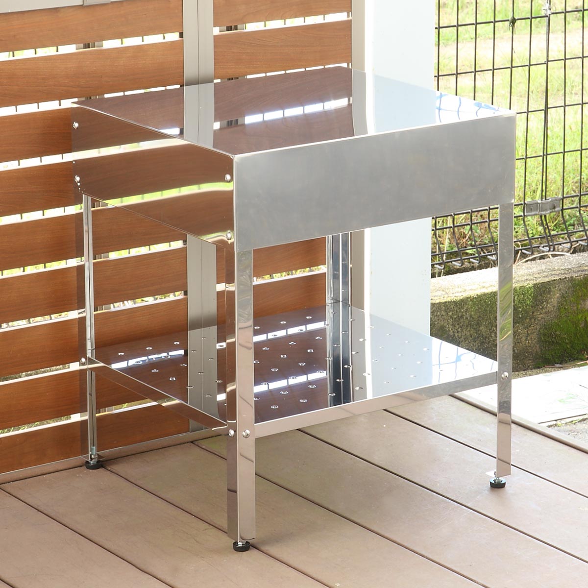 作業台 ステンレス 簡易作業台 幅60×奥行55×高さ68cm 屋外 （ アウトドアキッチン テーブ ...