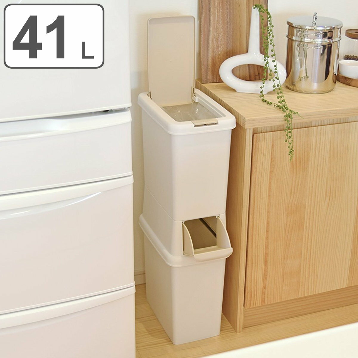 ゴミ箱 分別 二段 ダストボックスファイン スリム 41L