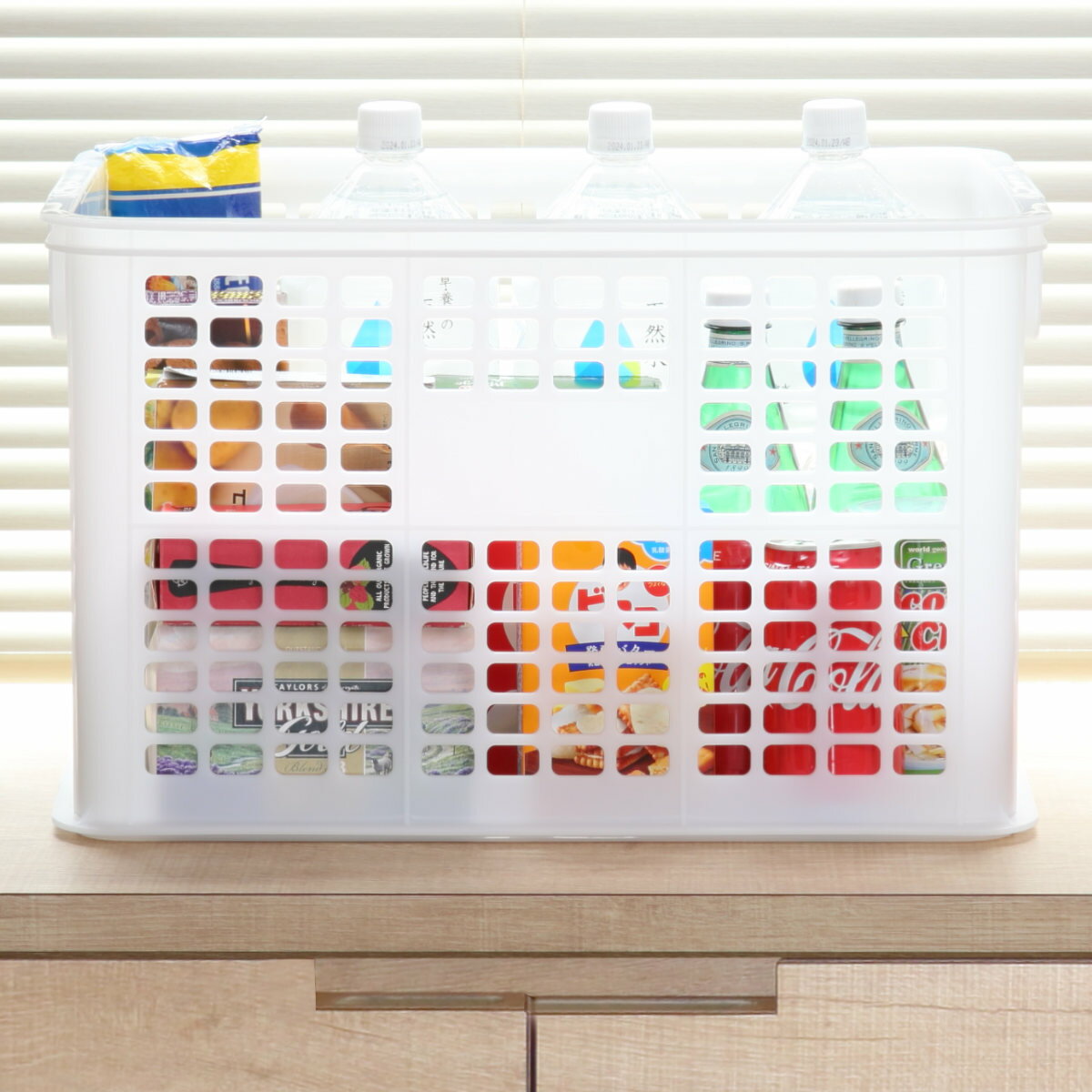 バスケット ブライトコンテナー プラスチック （ 幅45.4×奥行32.6×高さ28cm かご カゴ 収納ボックス 収納ケース 積み重ね メッシュ 日本製 小物収納 大きい 収納 コンテナ 小物 小物入れ 小物ケース キッチン ストック ）【39ショップ】