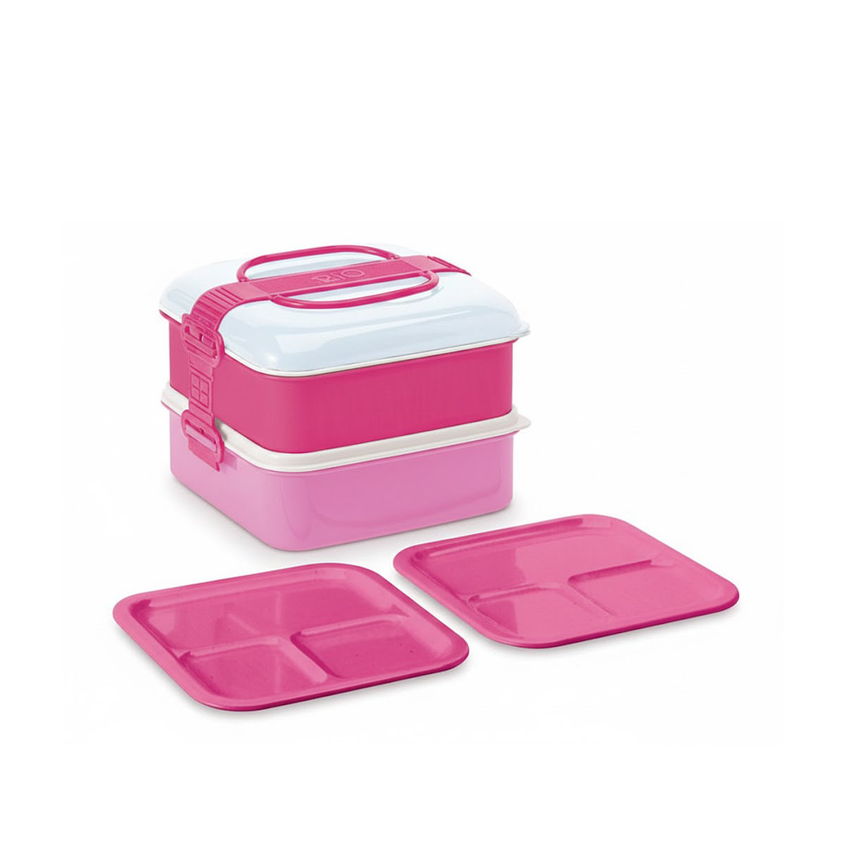 リオパック 2段 （ ランチボックス 行楽弁当箱 ニ段 大容量 3人 4人 弁当箱 ピクニックランチボックス ベルト付き 入れ子式 日本製 ）【39ショップ】