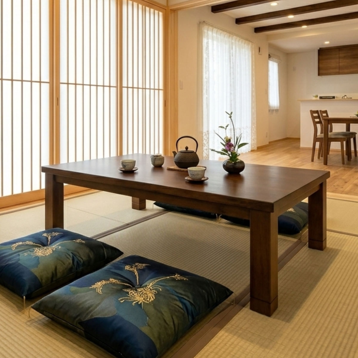 座卓 幅135cm 継脚付き 家具調こたつ ココア 木製 日本製 （ こたつ コタツ こたつテーブル 長方形 高さ調節 リビングテーブル 天然木 突板 継ぎ足 高さ 36cm 40cm 完成品 ウォールナット ローテーブル 炬燵 1年中 使える ちゃぶ台 ）【39ショップ】