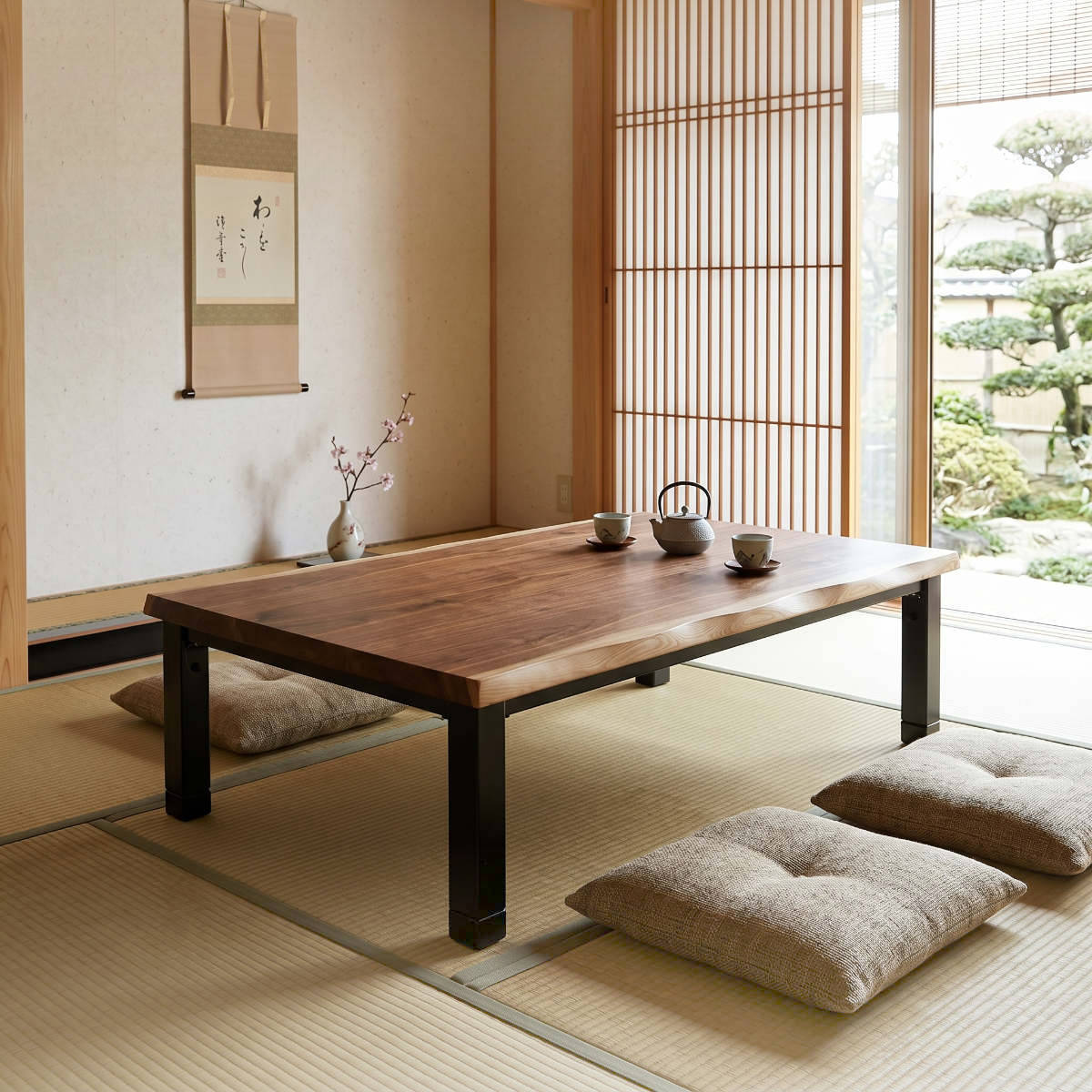 座卓 幅120cm 継脚付き 折れ脚 家具調こたつ かんな ウォールナット 木製 日本製 （ こたつ コタツ こたつテーブル 長方形 高さ調節 継ぎ足 38.5cm 42.5cm リビングテーブル 天然木 突板 完成品 ローテーブル 炬燵 1年中 使える ）【39ショップ】