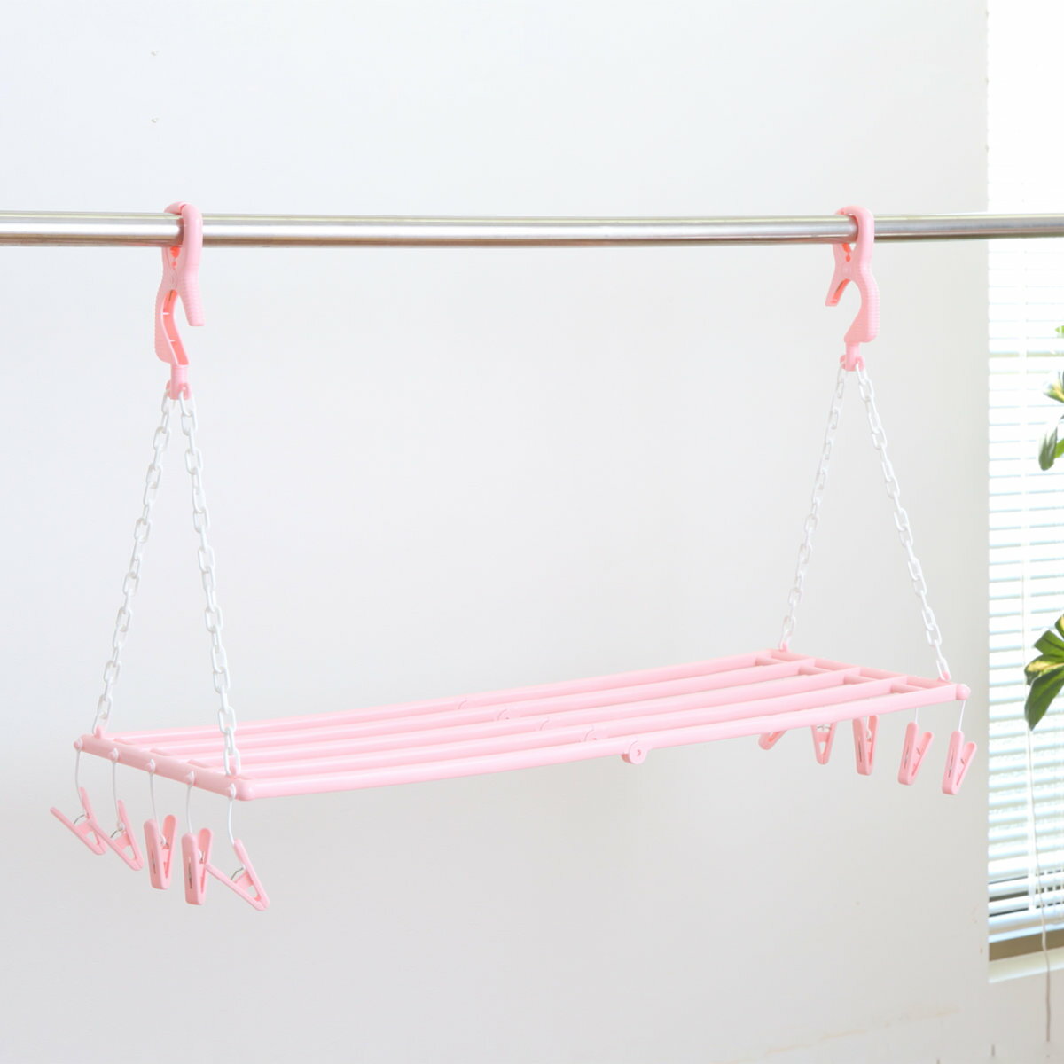 バスタオルハンガー5枚掛け ピンチ10個付 （ ハンガー 洗濯ハンガー 物干しハンガー ピンチ付き タオル..