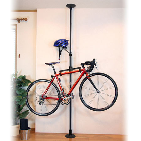 ■在庫限り・入荷なし■つっぱり自転車ラック レジャーラック|送料無料 突っ張り バイクラック スタンド 室内 伸縮 ポールハンガー 収納 ディスプレイ ヘルメット 天井 突っ張り式 すき間収納 盗難防止 突ぱり 突っ張り収納 ツッパリ 突っ張り棒 突っ張りラ 【39ショップ】のサムネイル