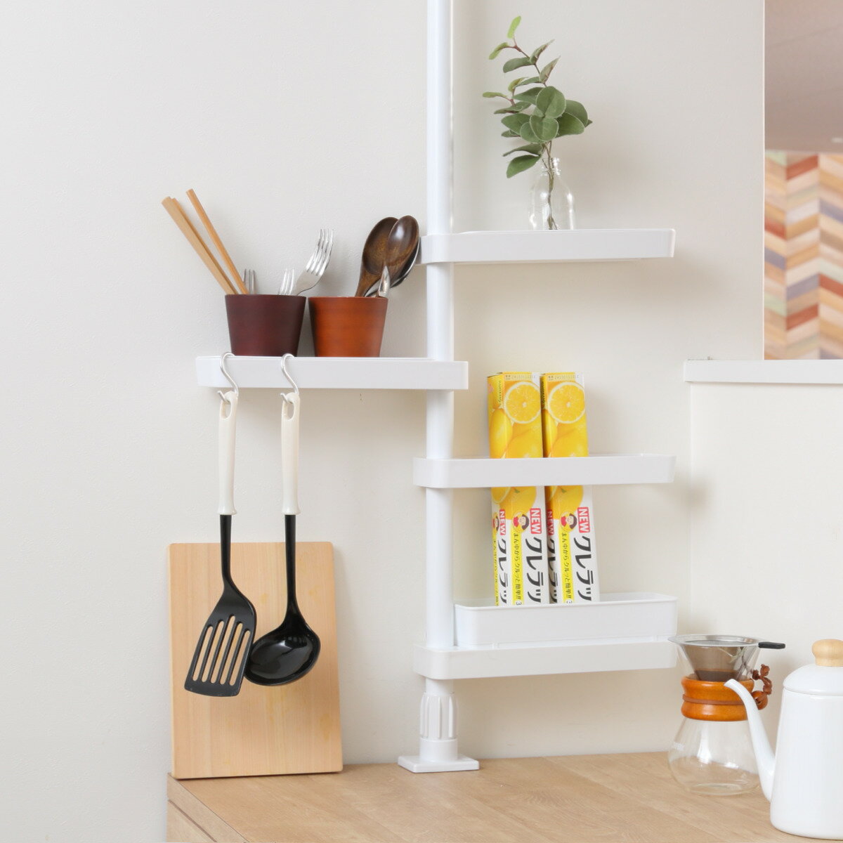 【レビュー特典付き】 突っ張り スリムラック 洗面台上 高さ120～200cm （ 突っ張りラック スリム ラッ..