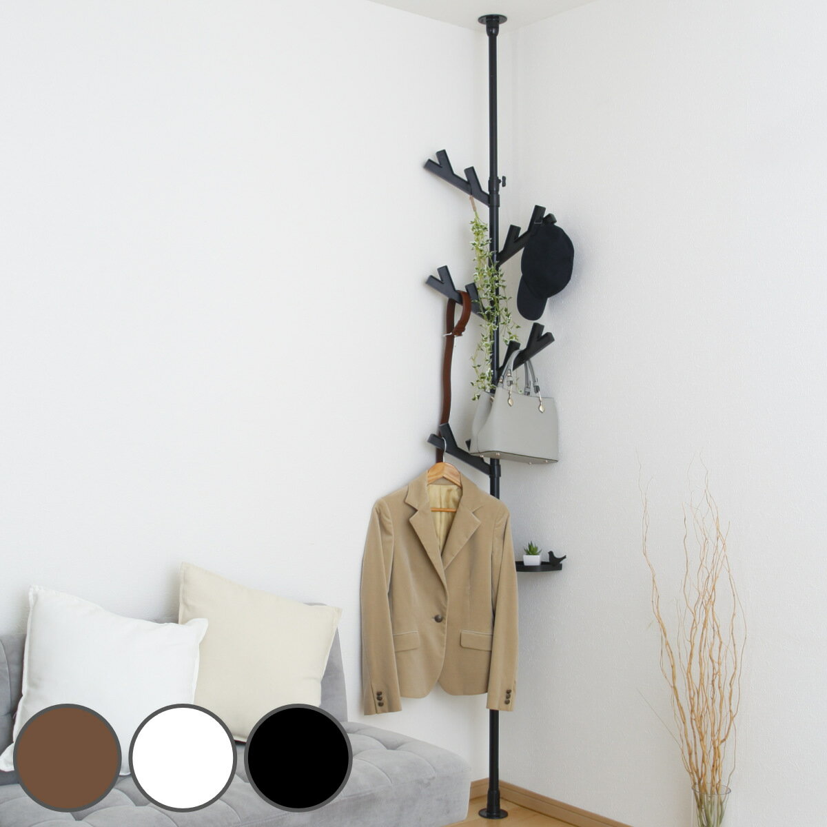 ポールハンガー 突っ張り つっぱり式ポールハンガー あいツリー ( つっぱり ハンガーラック コートハンガー 北欧 工事不要 組み立て簡単 突っ張りハンガーラッ...