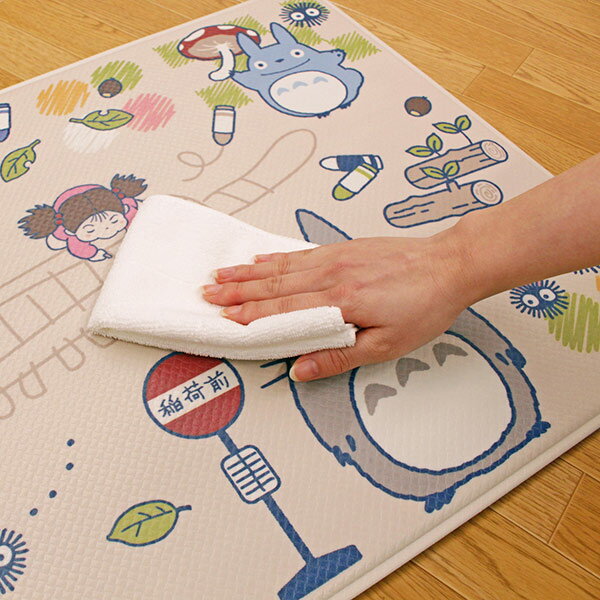 キッチンマット 45×90cm となりのトトロ 拭ける PVCマッ お絵かき （ PVC 45cm 90c...