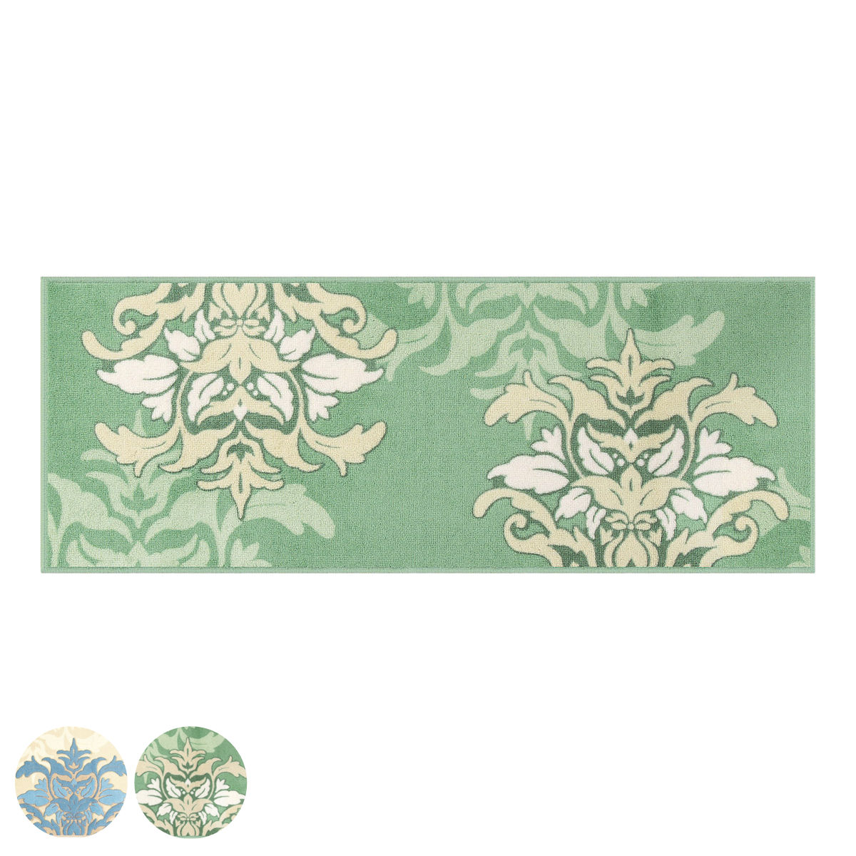 Rakuten - キッチンマット サミーラ2 45×120cm 180cm 240cm 270cm （ キッチン マット 台所マット キッチン用マット 抗菌 防臭 洗える 日本製 ラグ インテリア 丸洗い 洗濯機 掃除機 ズレにくい 長方形 ダマスク調 ）【39ショップ】