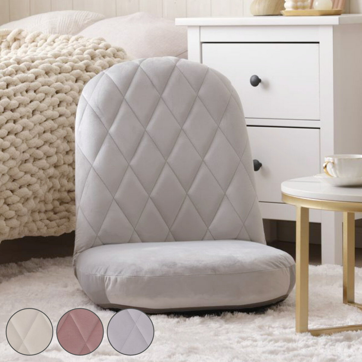 座椅子 幅49cm コンパクト ベロア生地 14段階リクライング （ 1人掛け ソファ ローソファ ソ リクライ..