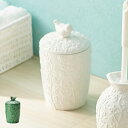 トイレポット ボタニカル サニタリーボックス 陶器 小物入れ ( トイレ用品 サニタリーポット トイレ用ごみ箱 汚物入れ シンプル コーナーポット ダストボックス ふた付き おしゃれ 鳥 ) 【39ショップ】