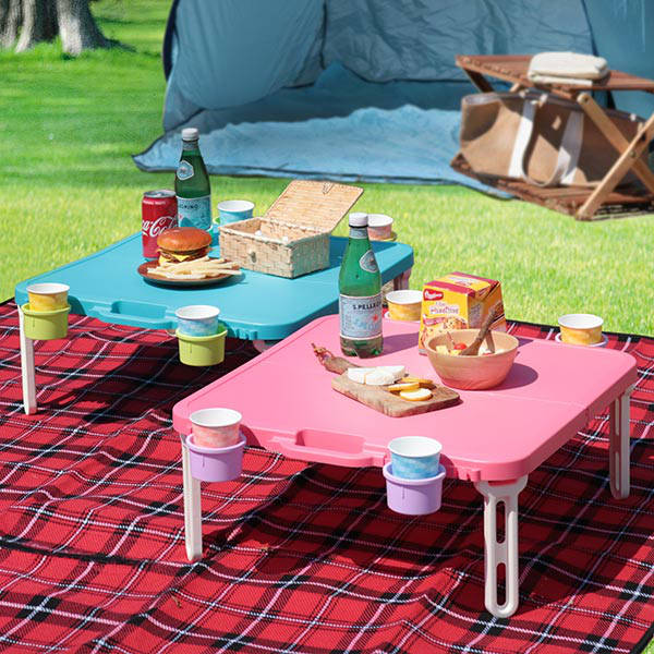 折りたたみテーブル 軽量 ピクニックテーブル レジャーテーブル ハンディテーブル ドリンクホルダー付 角型 アウトドア ( テーブル 簡易テーブル バタフライレジャーテーブル バタフライテーブル ピクニック ミニテーブル )【39ショップ】