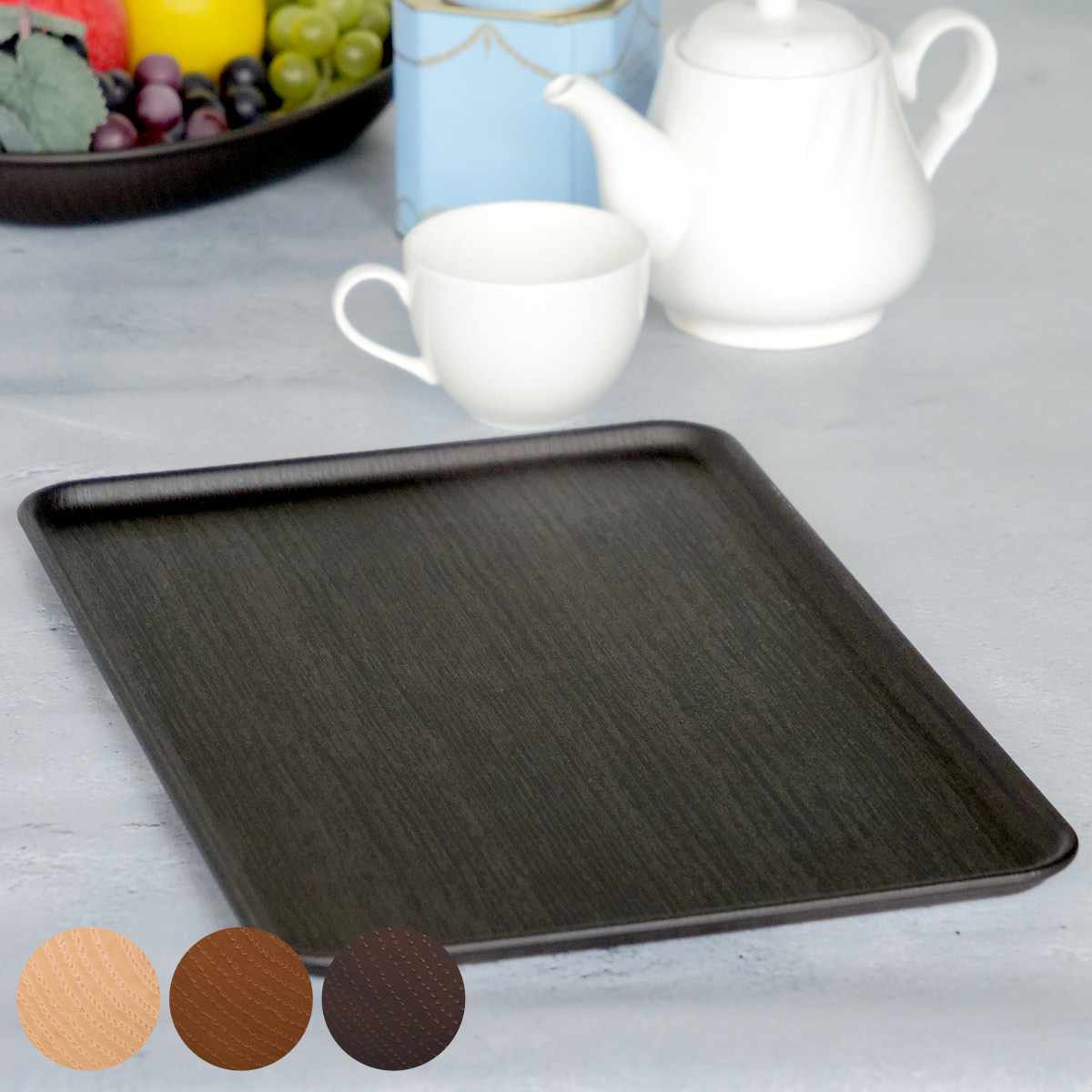 トレー 36cm 長角 Nhhome 木目調 プラスチック ( トレイ ランチトレー ランチョントレー スクエア 長方形 四角 プラスチック製 軽い 割れにくい...