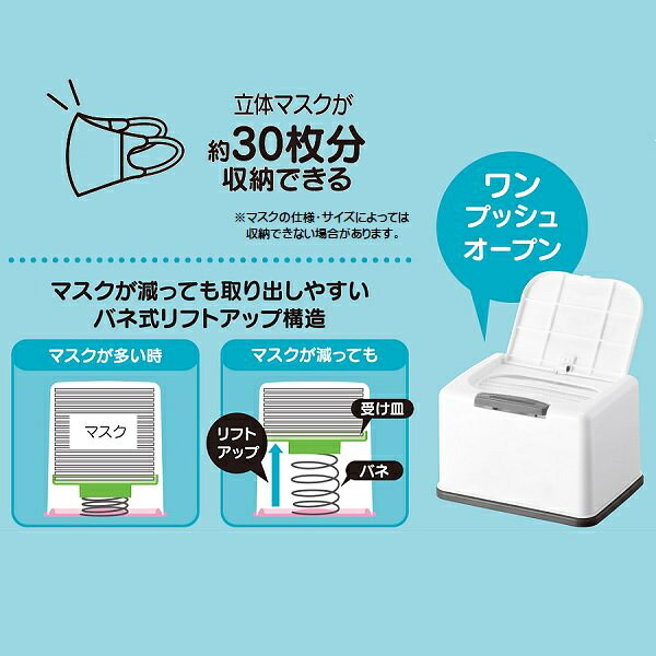 マスクケース マスクストッカー 子供用 はらぺこあおむし マスク 収納 Sサイズ （ マスクホルダー マスクディスペンサー マスク入れ ベビー用 子ども用 衛生的 バネ式 ワンプッシュ 30枚 ふた付き 置き型 玄関 キャラクター ） 【39ショップ】 interior-palette-10126794 インテリアパレット サンプル画像3
