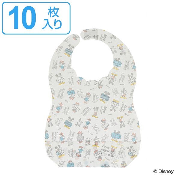 ベビーエプロン ミッキーマウス ミッキースケッチ 紙エプロン 10枚入 ディズニー キャラクター （ 使い捨てエプロン ベビー 赤ちゃん 不織布 使い捨て ペーパーナプキン よだれかけ 防水 ） 【39ショップ】のサムネイル