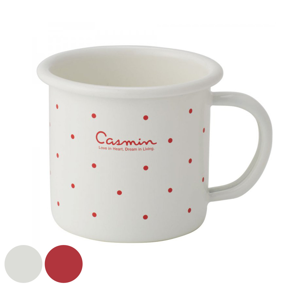 マグカップ 380ml キャスミン ホーロー （ マグ コップ カップ ほうろう 取っ手付き 割れにくい 軽い コーヒー 紅茶 アウトドア キャンプ おしゃれ ドット柄 ） 【39ショップ】