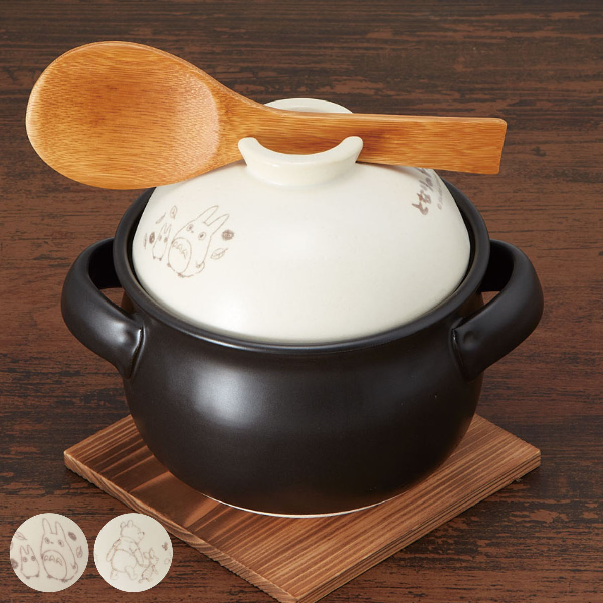ごはん鍋 1合 中蓋付き 萬古焼 日本製 （ ご飯鍋 直火専用 ガス火専用 万古焼 鍋 土鍋 一合炊き 軽量 土鍋ご飯 二重蓋 深型土鍋 炊飯釜 一人暮らし キャラクター かわいい ）【39ショップ】のサムネイル