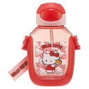 水筒 530ml ワンプッシュストローボトル KTうしろうしろ ( ハローキティ ワンプッシュ ストロー ボトル プラスチック ストロー付き 軽量 直飲み こど...