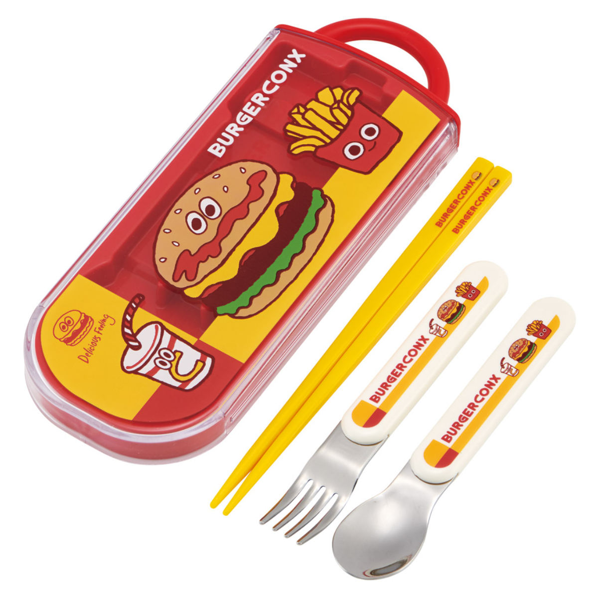 トリオセット 抗菌食洗対応トリオセット バーガーコンクスフレンズ ( 食洗機対応 カトラリーセット お箸 AG 銀 抗菌 子供 日本製 食洗機OK カトラリー ...