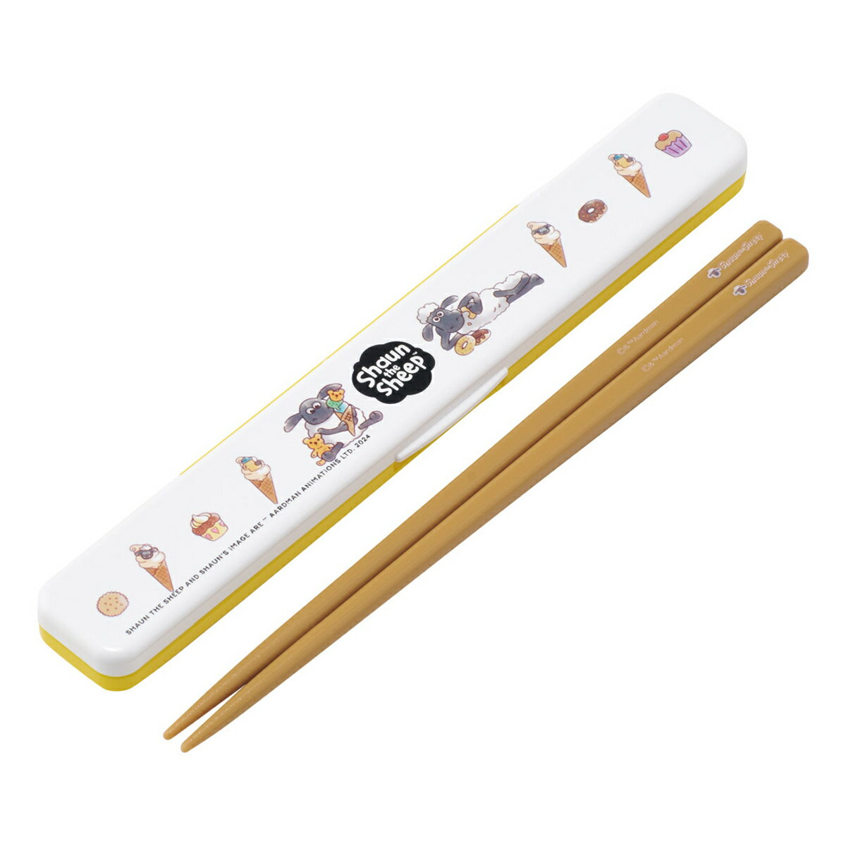 箸箱セット 抗菌音の鳴らない箸箱セット ひつじのショーン ( 箸 お箸 箸箱 セット 抗菌 食洗機対応 大人用 日本製 食洗器OK 音が鳴らない カトラリーセッ...