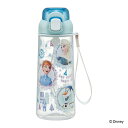 水筒 630ml ワンプッシュストローボトル アナと雪の女王 ( アナ雪 子供用 プラスチック ストローボトル クリア ワンタッチ 目盛り ストラップ付き 広口...