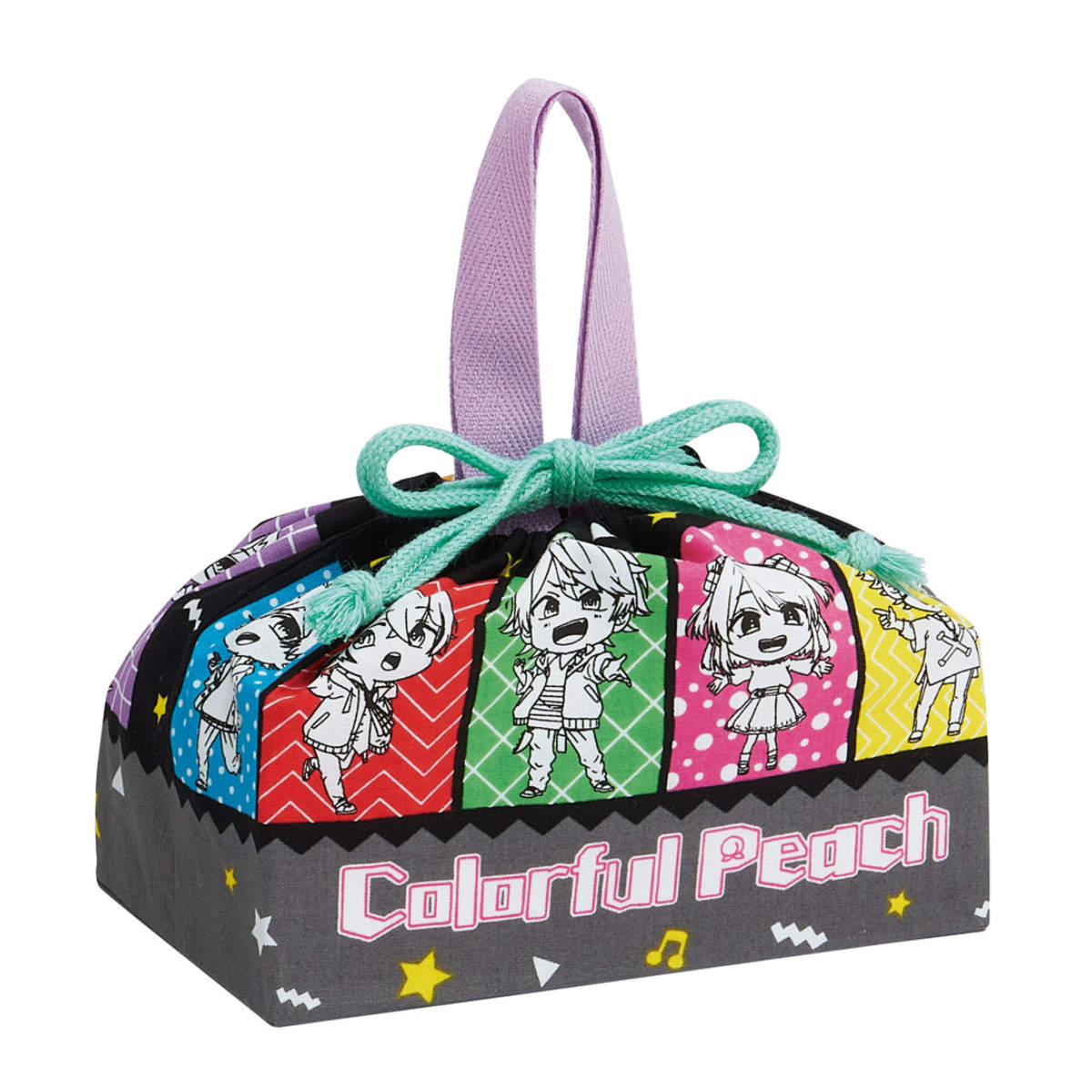 弁当袋 ランチ巾着 カラフルピーチ25 （ カラピチ お弁当袋 給食袋 巾着袋 ランチバッグ 子供  ...