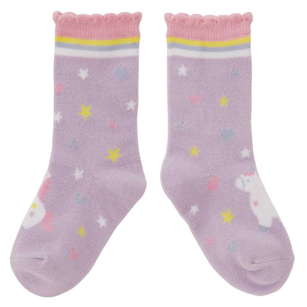 靴下 キッズ 男の子 女の子 リトルユニコーン 14～16cm 子供用靴下 かわいい （ クルーソックス ソックス くつ下 くつした ふくらはぎ丈 子ども用靴下 ユニコーン 子ども 子ども用 3歳 4歳 5歳 カラフル 目立つ おしゃれ ）【39ショップ】