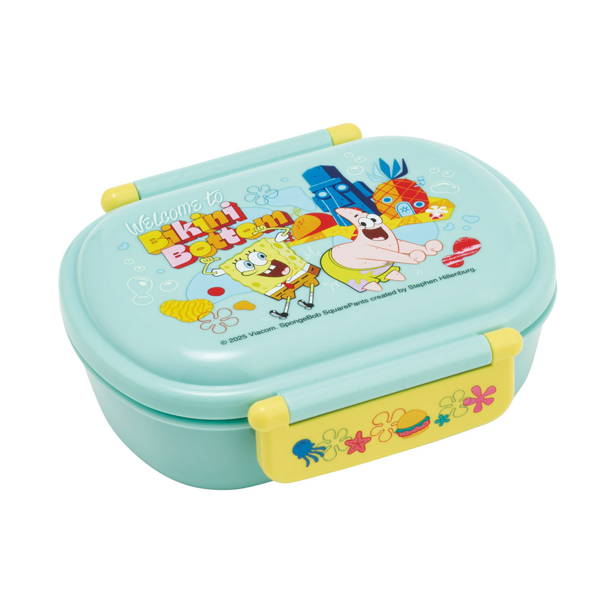 樂天商城 - 弁当箱 360ml ふわっとタイトランチBOX スポンジ・ボブ （ ランチボックス 食洗機対応 レンジ対応 日本製 ドーム蓋 キッズ 子供 食洗機OK レンジOK お弁当 弁当 一段 2点ロック ）【39ショップ】