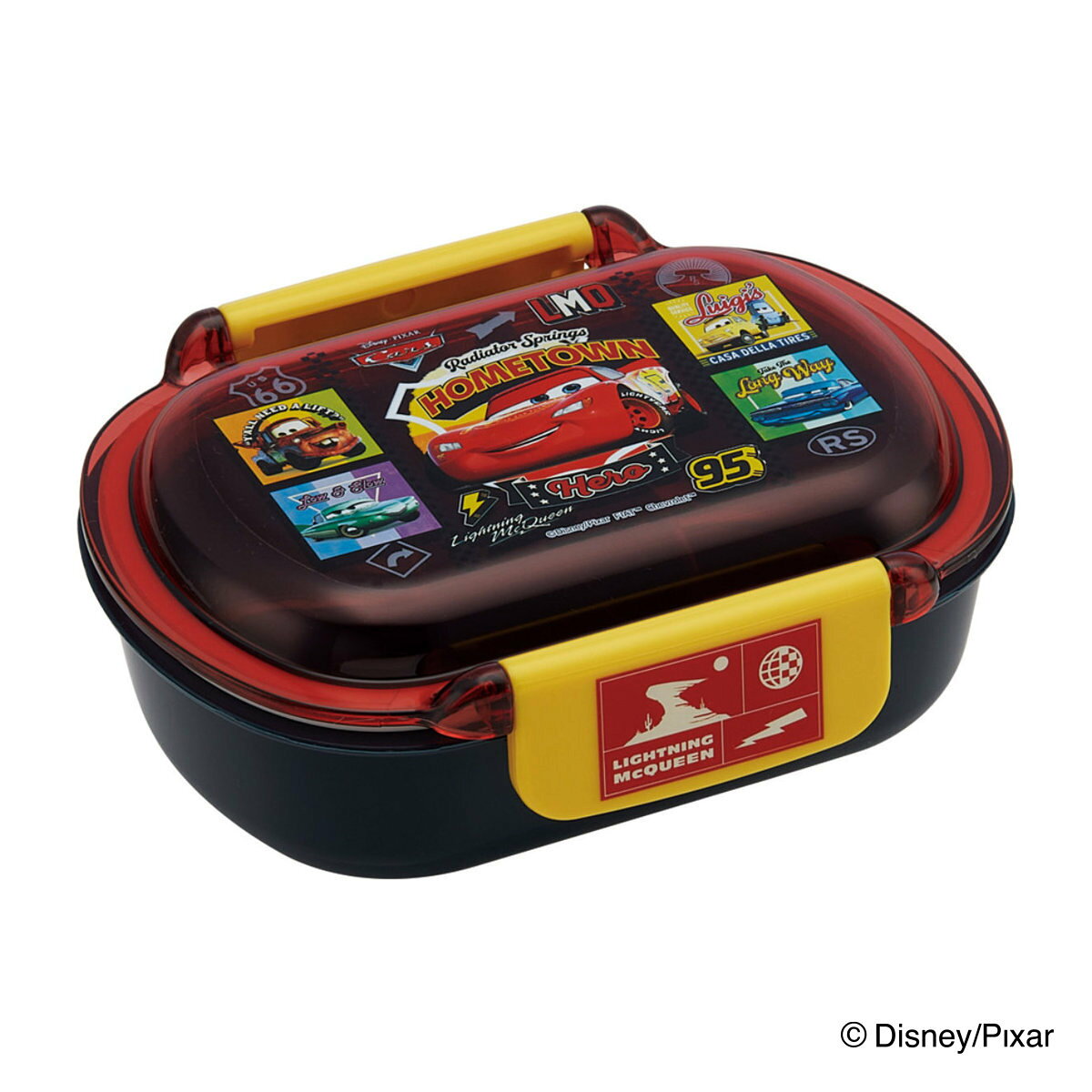 One Tier - 弁当箱 360ml 洗いやすいランチボックス カーズ26 （ お弁当箱 ランチボックス 食洗機対応 レンジ対応 日本製 ドーム蓋 キッズ 子供 食洗機OK レンジOK お弁当 弁当 一段 2点ロック ）【39ショップ】