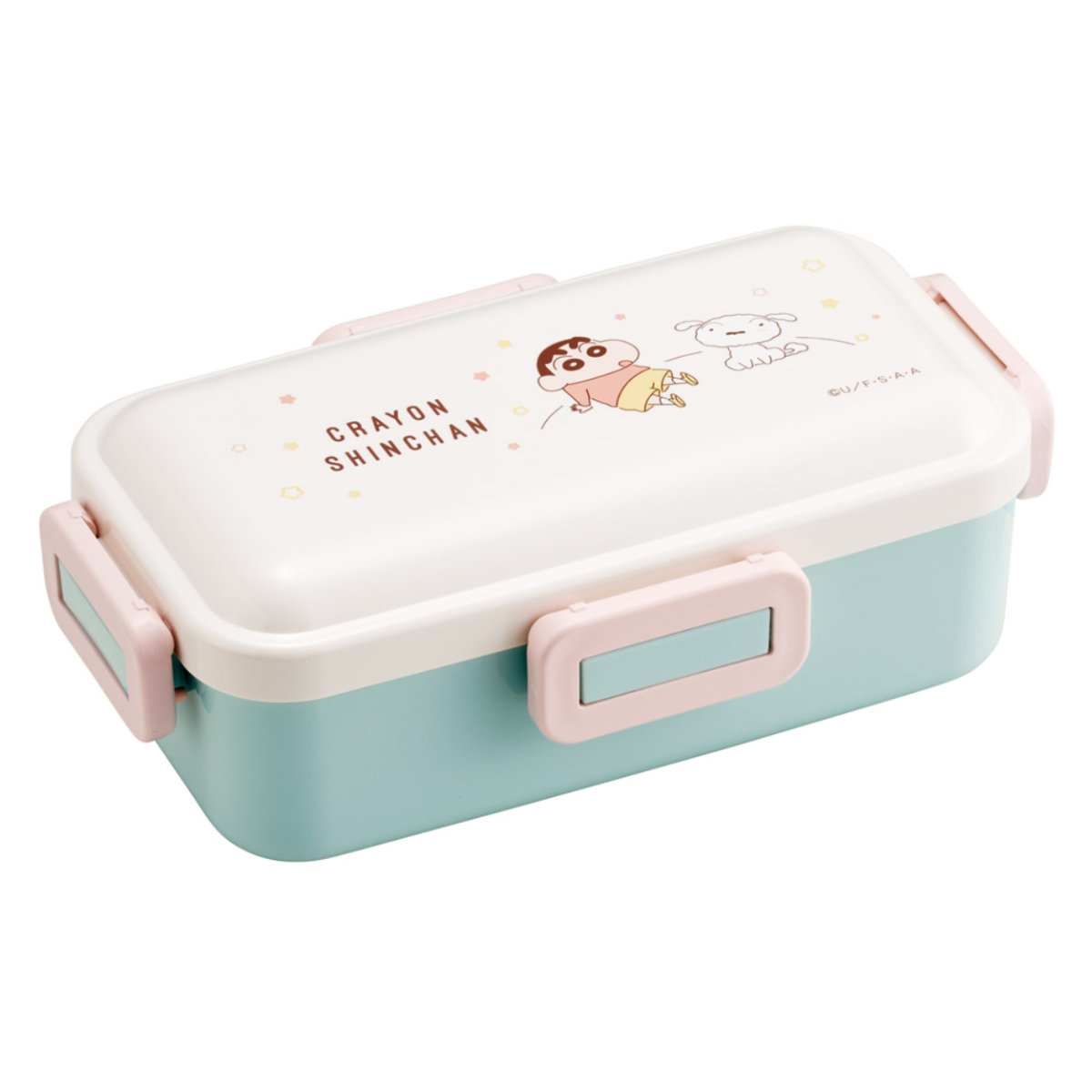 One Tier - 弁当箱 1段 530ml ふわっと弁当箱 クレヨンしんちゃん パステルスター （ ランチボックス 食洗機対応 レンジ対応 一段 ドーム型 4点ロック 日本製 仕切り付き 食洗機OK レンジOK お弁当 弁当 一段弁当 ）【39ショップ】