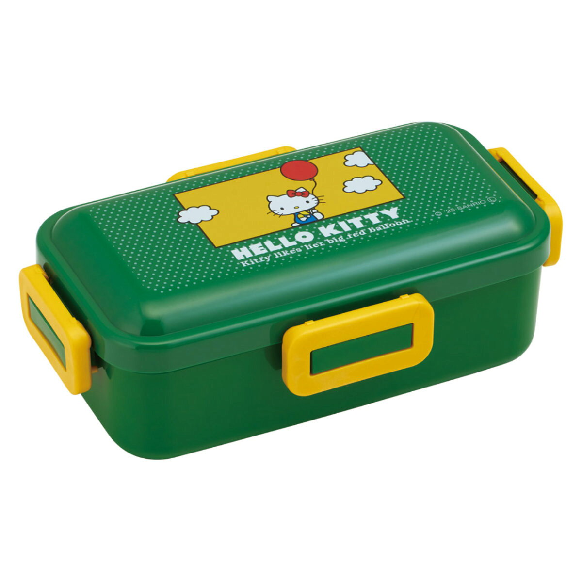 One Tier - 弁当箱 1段 530ml ふわっと弁当箱 キティ レトロ25 （ ランチボックス 食洗機対応 レンジ対応 一段 ドーム型 4点ロック 日本製 仕切り付き 食洗機OK レンジOK お弁当 弁当 一段弁当 ）【39ショップ】