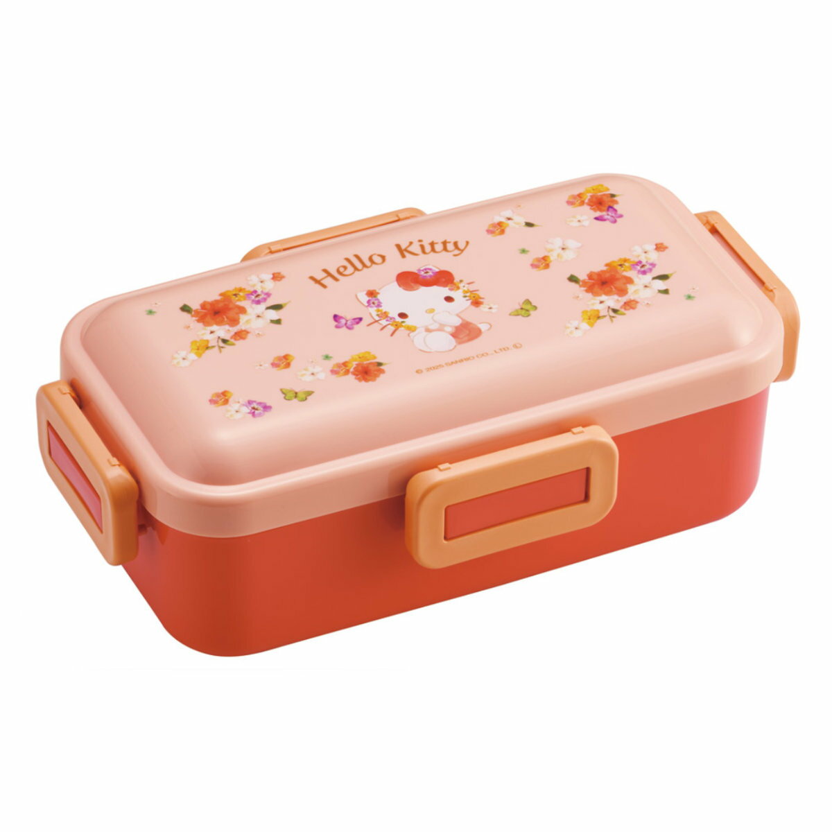 One Tier - 弁当箱 1段 530ml ふわっと弁当箱 キティパステル水彩花柄 （ ランチボックス 食洗機対応 レンジ対応 一段 ドーム型 4点ロック 日本製 仕切り付き 食洗機OK レンジOK お弁当 弁当 一段弁当 ）【39ショップ】