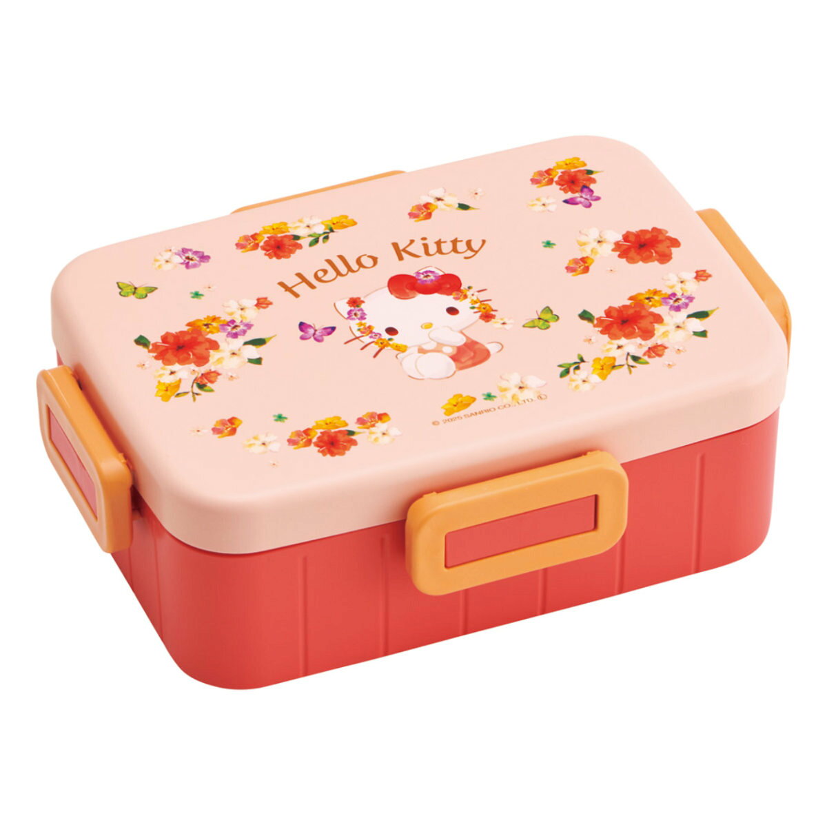 One Tier - 弁当箱 650ml 4点ロックランチボックス キティパステル水彩花柄 （ お弁当箱4点ロック ランチボックス 食洗機対応 レンジ対応 日本製 一段 食洗機OK レンジOK 弁当 お弁当 仕切り付き 4点ロック ）【39ショップ】