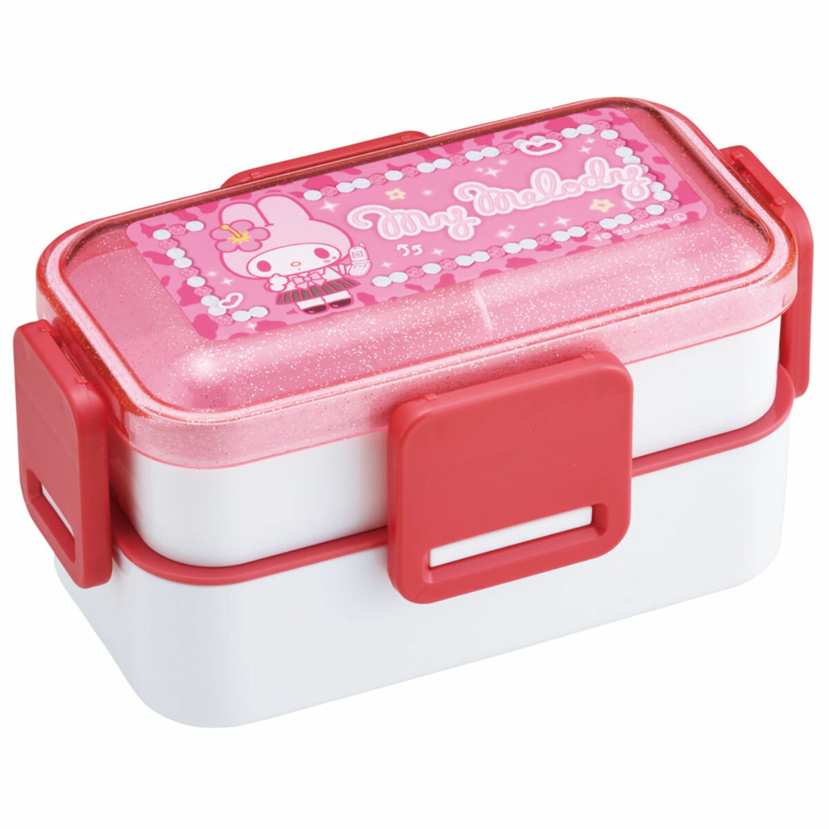 Two Tier - 弁当箱 2段 600ml 2段ふわっと弁当箱 マイメロスクール （ ランチボックス 食洗機対応 レンジ対応 二段 ドーム型 4点ロック 日本製 仕切り付き 食洗機OK レンジOK お弁当 弁当 二段弁当 ）【39ショップ】