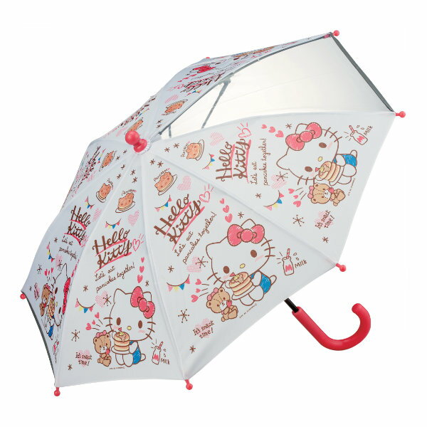 傘 キッズ 35cm ハローキティ 女の子 （ 子供用 窓付き かさ キャラクター 小さい 小さめ 幼稚園 保育園 ハローキティー 手開き 安全 反射テープ 雨 レイングッズ 梅雨 かわいい 約 50 センチ 通園 通学 児童 長傘 キャラ ）【39ショップ】