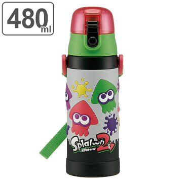 水筒 ステンレス 直飲み 3Dロック付ダイレクトボトル スプラトゥーン 480ml 子供 （ 保冷 幼稚園 保育園 3D キッズ キャラクター ワンプッシュ 直飲みステンレス ステンレス製 子供用水筒 ボトル キャラ ）【39ショップ】