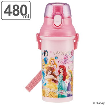 水筒 ディズニープリンセス プリンセス 直飲みプラワンタッチボトル 480ml 子供 キャラクター （ 食洗機対応 幼稚園 保育園 子供用水筒 プラスチック 軽量 プラスチック製 直飲み ワンタッチ マグボトル 子供用 子ども ）【5000円以上送料無料】