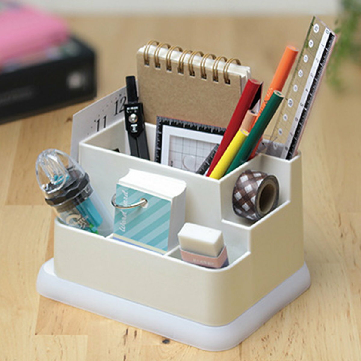 ペン立て リビガク ペンスタンド アイボリー ( 鉛筆立て 文房具入れ デスク収納 筆立て リビング学習 子供 ステーショナリースタンド ペンホルダー ペン差し...