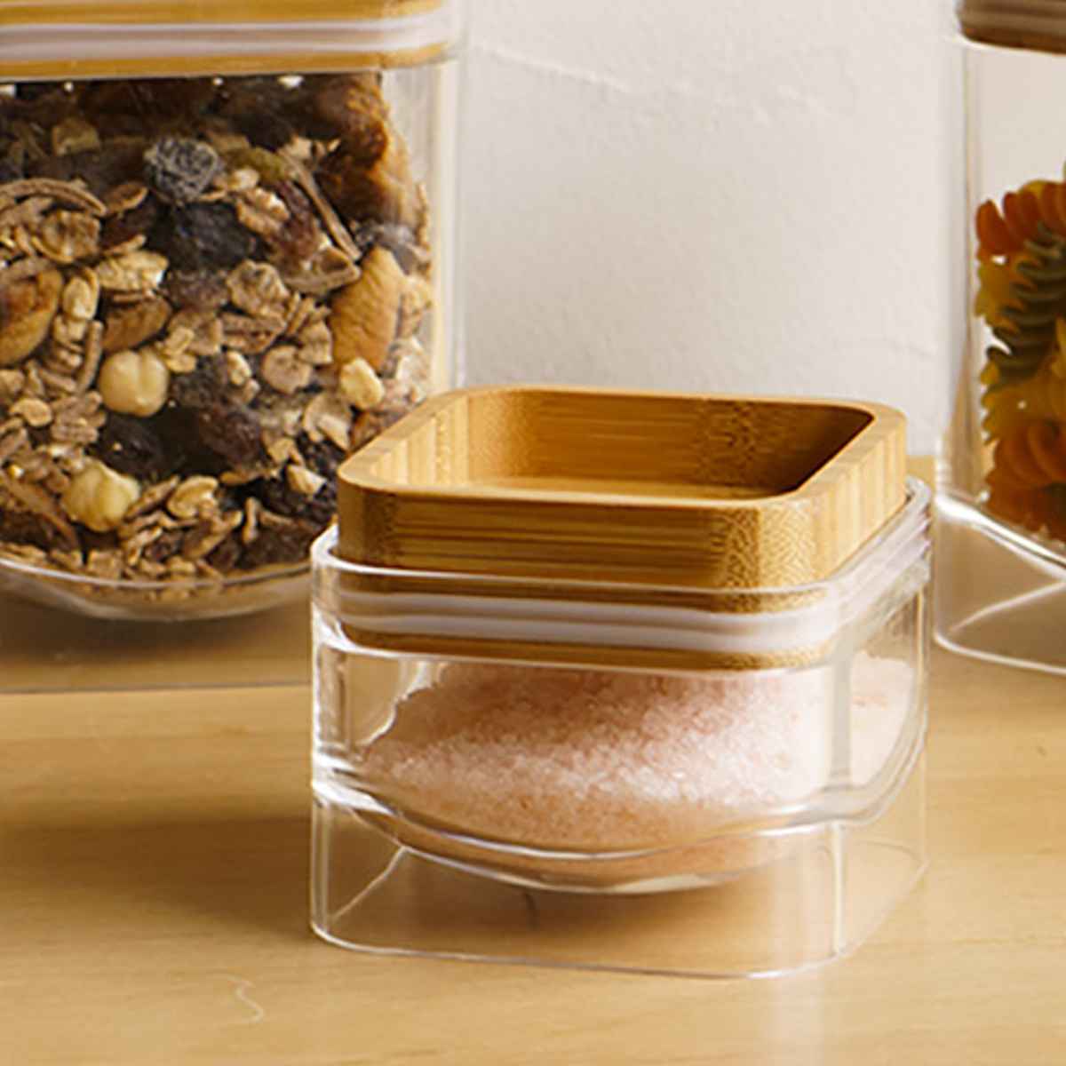 樂天商城 - 保存容器 200ml 重なるキャニスター バンブー スクエア （ キャニスター 密閉 プラスチック 0.2L 竹 保存 容器 ケース スタッキング 積み重ね ストッカー 食品保存容器 スパイスボトル フードストッカー 食品保存 角型 ） 【39ショップ】