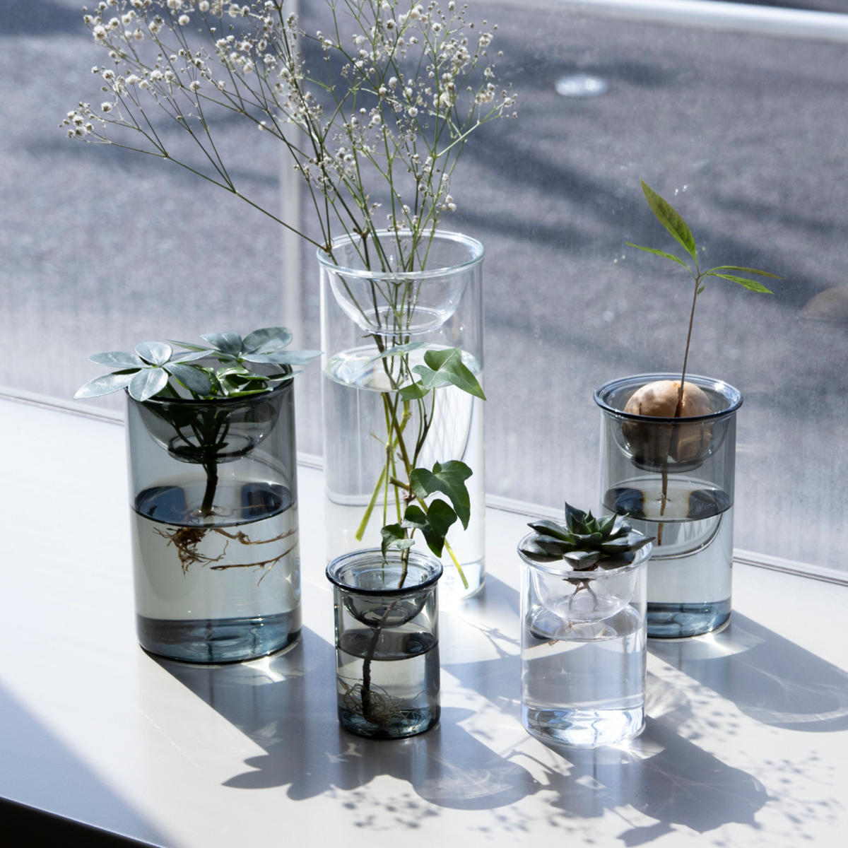 花瓶 BULB VASE 水栽培ガラスベース 水耕栽培 （ 花器 ガラス おしゃれ フラワーベース 一輪挿し 花 クリア グレー グリーン 栽培 ハーブ インテリア オブジェ ガラス製 飾る フラワーグラス 水栽培 ）【39ショップ】
