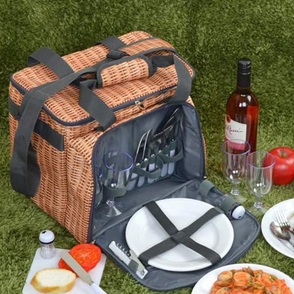 クーラーバッグ 食器付きピクニックバスケット バカンスクーラー PANIER 保冷 ファスナー付 ( 送料無料 食器セット カトラリーセット 保冷バッグ アウトドア食器 ソフトクーラー 保冷 アウトドア ピクニック 収納バッグ )【39ショップ】