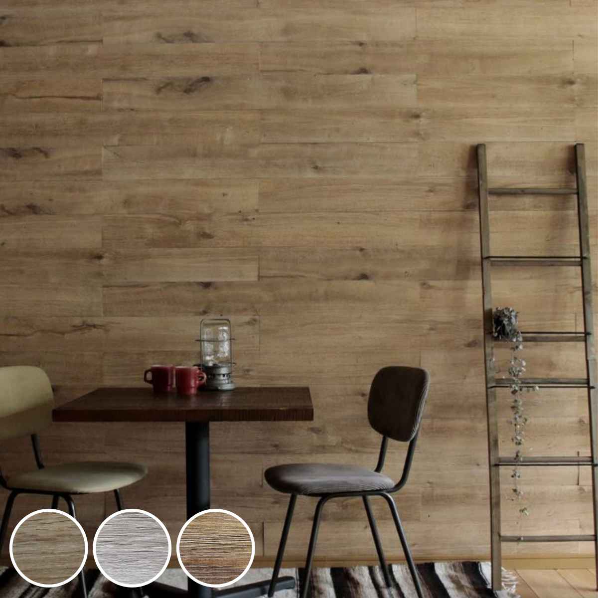 ウォールパネル SOLIDECO 貼れる 天然木 40枚組 約6×6m （ リメイクシート 壁用 のり付き 壁紙 壁紙シ..