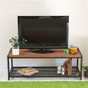 ローラック テレビ台 113x42cm 天然木 BRICK ( ローボード TV台 ラック 棚 収納 木製 TVラック AVラック リビング 家具 オープンラック 可動棚 ブラックスチール )【39ショップ】(3)