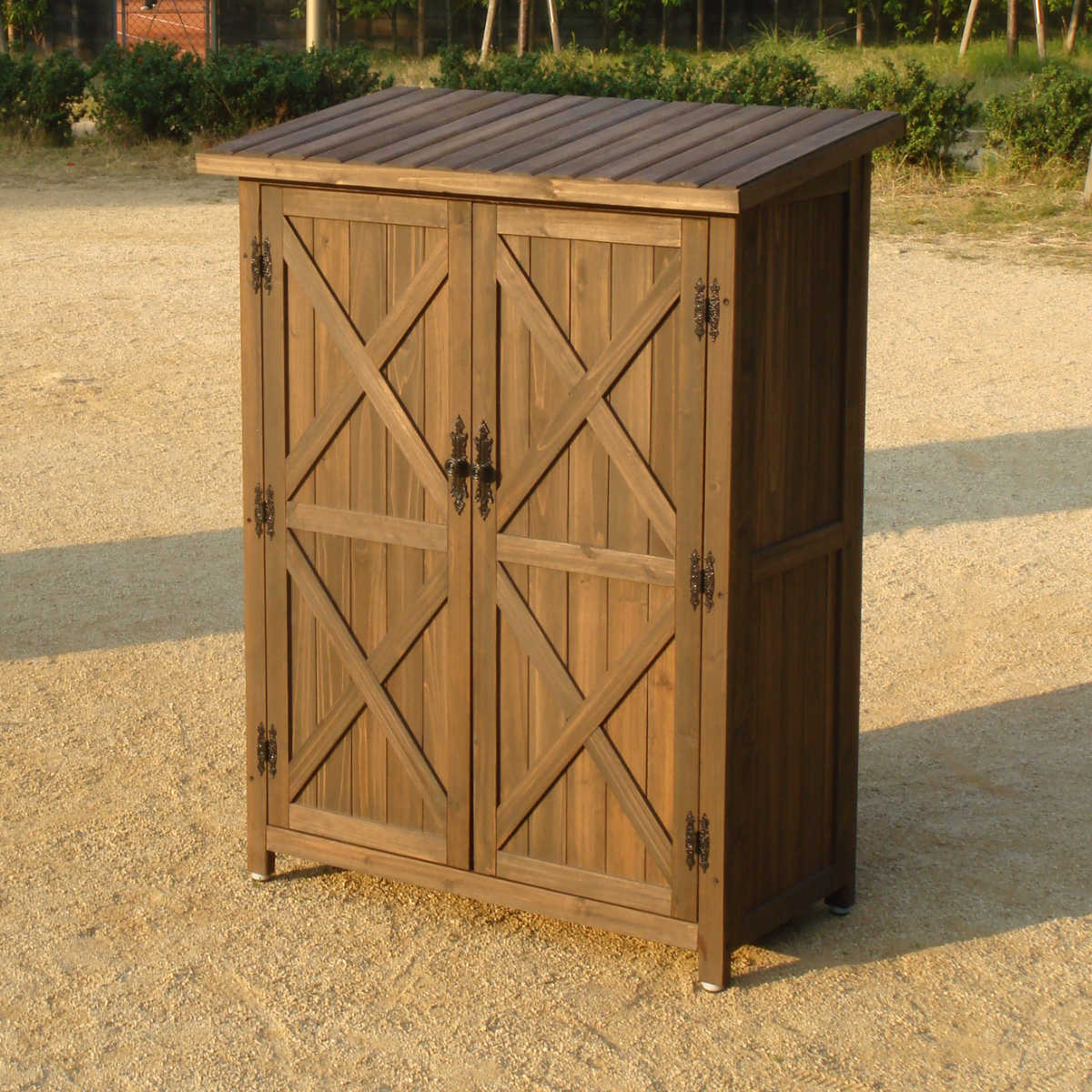 物置 オールドカントリー調 オープントップストッカー 高さ120cm （ 屋外物置 約 幅 90 cm 木製物置 ベランダ 物置き 屋外収納 収納 ラック おしゃれ 収納棚 天然木 ガーデン ガレージ 庭用品 扉 ストッカー ガーデンストッカー ）【39ショップ】