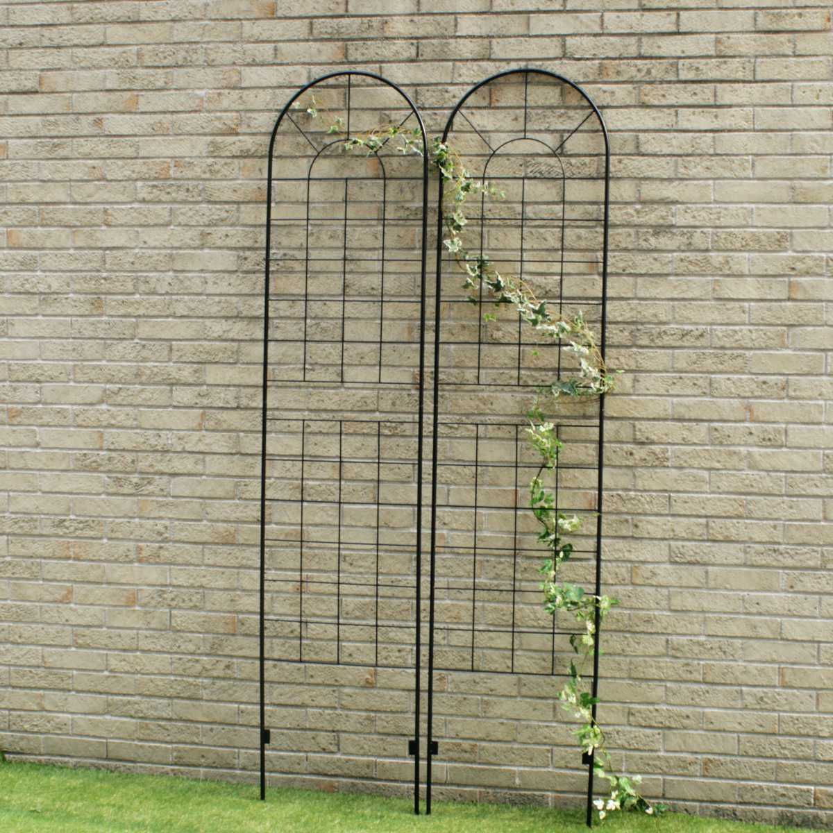 フェンス アイアンフェンス ハイタイプ 高さ221cm 2枚組 （ ガーデンフェンス インテリア ガーデニング雑貨 アンティーク おしゃれ ガーデニング アイアン 鉄 ディスプレイ オブジェ 置物 庭 ガーデングッズ ）【39ショップ】