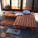 ユニット縁台ベンチ hiyori 連結3点セット 幅174.5×奥行88cm ( ガーデンデッキ ベンチ 木製 屋外 ウッドデッキ ウッドベンチ 庭 バルコニー...