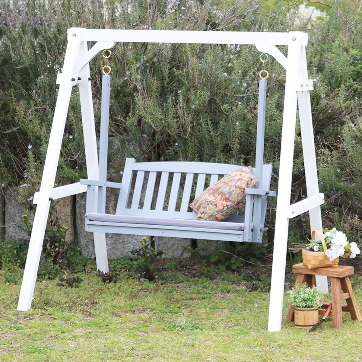 ベンチ 天然木製スウィングベンチ Elan エラン ( ブランコ 木製 屋外 スウィングチェア 家庭用ブランコ 庭 バルコニー 2人掛け 天然木 庭先 ガーデン...