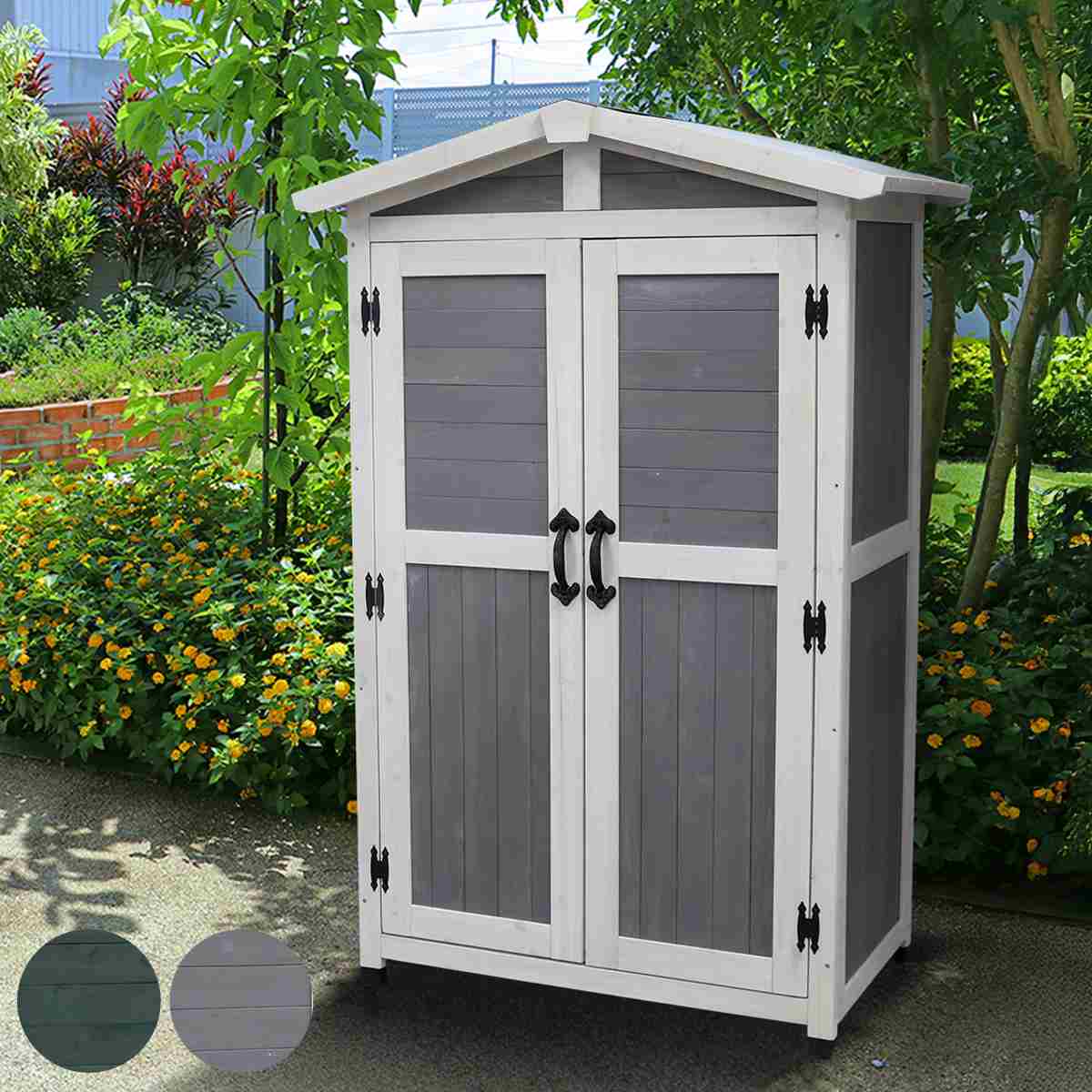 物置 三角屋根収納庫 木製 （ 屋外 屋外物置 約 幅 106 cm 木製物置 ベランダ 物置き 屋外収納 収納 ラ..