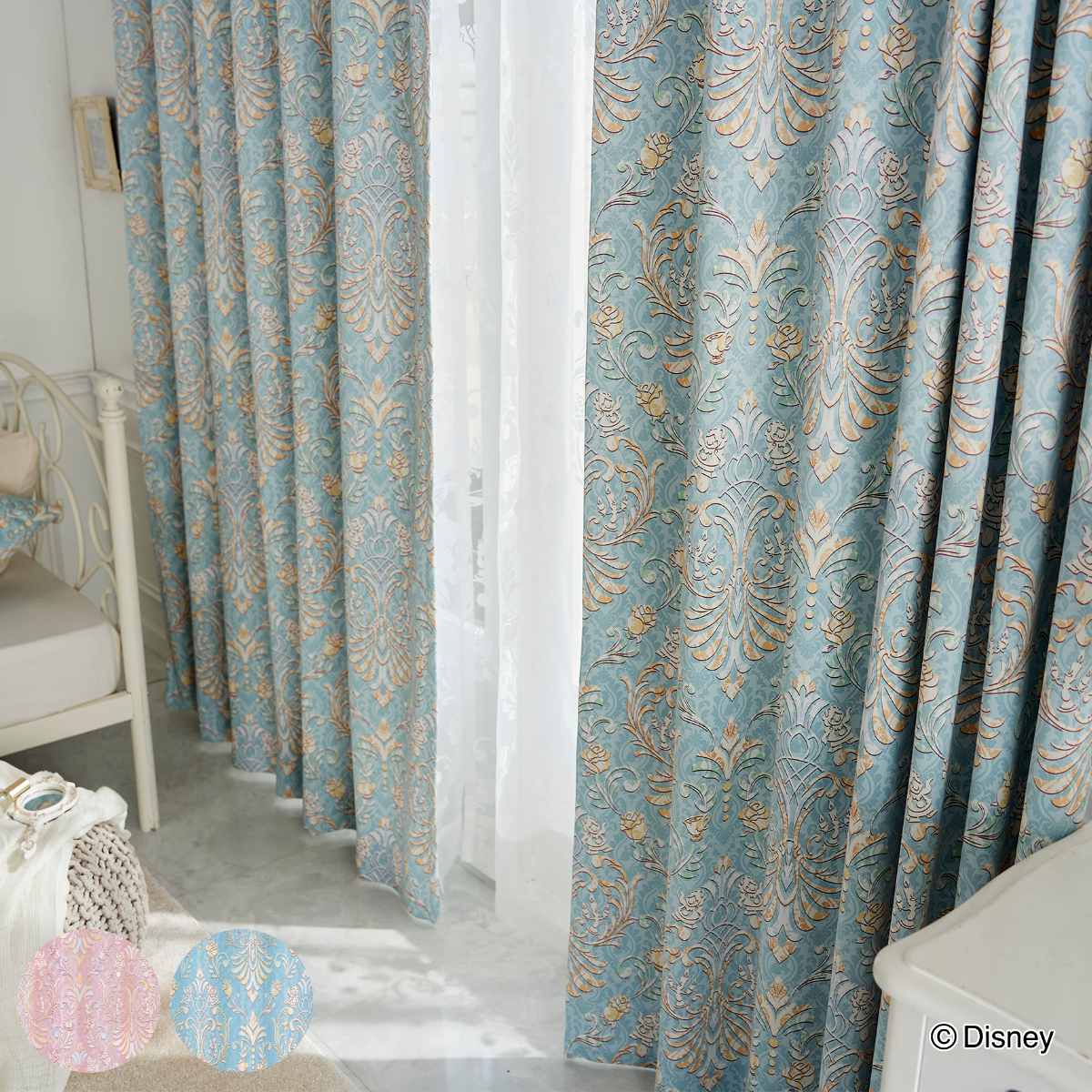 Classical Design - カーテン ディズニー PRINCESS/Classic beauty 100×200cm クラシックビューティー （ ドレープカーテン 1枚 2級遮光 遮光 既製品 プリンセス ウォッシャブル インテリア クラシック 1.5倍ヒダ 日本製 ）【39ショップ】